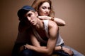 Portrait of a beautiful casual couple in jeans Royalty Free Stock Photo