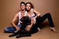 Portrait of a beautiful casual couple in jeans Royalty Free Stock Photo