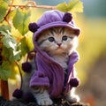 Portrait of a beautiful Persian cat dressed as grape fruit