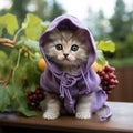 Portrait of a beautiful Persian cat dressed as grape fruit