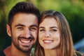 Portrait of beautiful caucasian couple. Happy people. Cheerful emotions