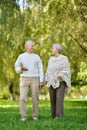 Beautiful caucasian senior couple walking Royalty Free Stock Photo