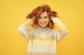 Portrait of beautiful cheerful redhead girl curly hair smiling laughing looking at camera Royalty Free Stock Photo