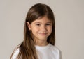 Portrait of a beautiful clever child with a happy, cheerful face looking confident. Human emotions Royalty Free Stock Photo