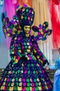 Portrait of beautiful colored mask at the famous carnival of Castiglion Fibocchi in Tuscany