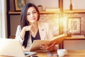Portrait of beautiful and confident Asian business woman in work Royalty Free Stock Photo