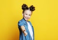 Portrait of a beautiful and confident girl showing thumbs up Royalty Free Stock Photo