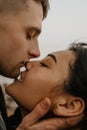 Portrait of a beautiful couple in love. Tender kiss Royalty Free Stock Photo