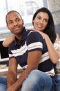 Portrait of beautiful diverse couple at home