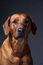 Portrait of a beautiful dog rhodesian ridgeback isolated on grey Royalty Free Stock Photo