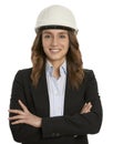 Portrait of beautiful female engineer architect, standing and smiling with arms crossed Royalty Free Stock Photo