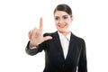 Portrait of beautiful female flight attendant showing two finger Royalty Free Stock Photo