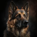 Portrait of a beautiful german shepherd dog on a dark background