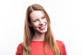 Portrait of beautiful ginger-haired smiling woman Royalty Free Stock Photo