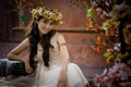 Portrait of beautiful girl in antique dress