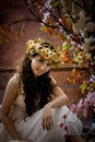 Portrait of beautiful girl in antique dress