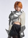 Portrait of a beautiful girl in armor Royalty Free Stock Photo