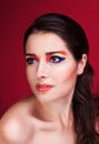 Portrait of beautiful girl with colorful eyemakeup Royalty Free Stock Photo
