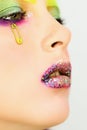 Portrait of beautiful girl with creative make up with glitters Royalty Free Stock Photo