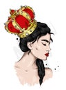 Portrait of a beautiful girl in a crown. Fashion and style, clothing and accessories.