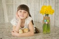 Portrait of a beautiful girl Easter decor