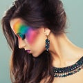 Portrait of a beautiful girl with a fashion bright multicolored Royalty Free Stock Photo