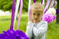 Portrait of a beautiful girl of five years in the summer park Royalty Free Stock Photo