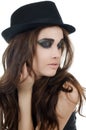 Portrait of the beautiful girl in a hat - grunge style Royalty Free Stock Photo