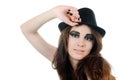 Portrait of the beautiful girl in a hat - grunge style Royalty Free Stock Photo