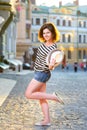 Portrait of beautiful girl with hat outdoors Royalty Free Stock Photo