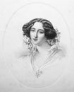 Portrait of Beautiful girl by Kirkland in the old book The Home Beauty, by Kirkland, 1852, New-York