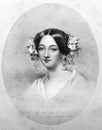 Portrait of Beautiful girl by Kirkland in the old book The Home Beauty, by Kirkland, 1852, New-York