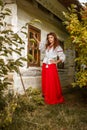 Portrait of a beautiful girl in the national Slavic costume