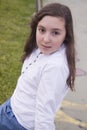 Portrait of beautiful girl in the park