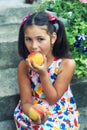 Portrait of a beautiful girl with peaches Royalty Free Stock Photo