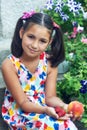 Portrait of a beautiful girl with peaches Royalty Free Stock Photo