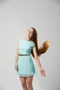 Portrait of beautiful girl with perfect long shiny blond hair studio shot Royalty Free Stock Photo