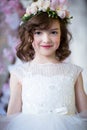 Elegant girl with a flower wreath on her head Royalty Free Stock Photo