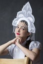 Portrait of a beautiful girl in a snow maiden costume Royalty Free Stock Photo