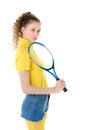 Portrait of beautiful girl with a tennis racket Royalty Free Stock Photo