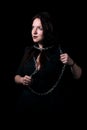 Portrait of beautiful girl tied in chains Royalty Free Stock Photo