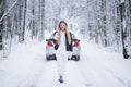 Portrait of a beautiful girl in winter clothes in the winter Royalty Free Stock Photo