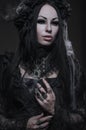 Portrait of beautiful Gothic woman in dark dress Royalty Free Stock Photo