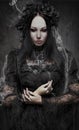 Portrait of beautiful Gothic woman in dark dress Royalty Free Stock Photo