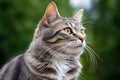 Portrait of a beautiful grey white tabby cat