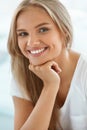 Portrait Beautiful Happy Woman With White Teeth Smiling. Beauty Royalty Free Stock Photo