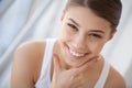 Portrait Beautiful Happy Woman With White Teeth Smiling. Beauty. Royalty Free Stock Photo