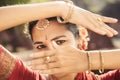 Portrait of beautiful indian woman dancer in traditional clothing Royalty Free Stock Photo