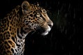 Portrait of beautiful jaguar in the jungle under rainy day. Amazing Wildlife Royalty Free Stock Photo