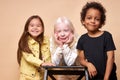 Portrait of beautiful kids with natural unusual beauty, appearance